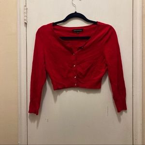 EXPRESS red cropped cardigan